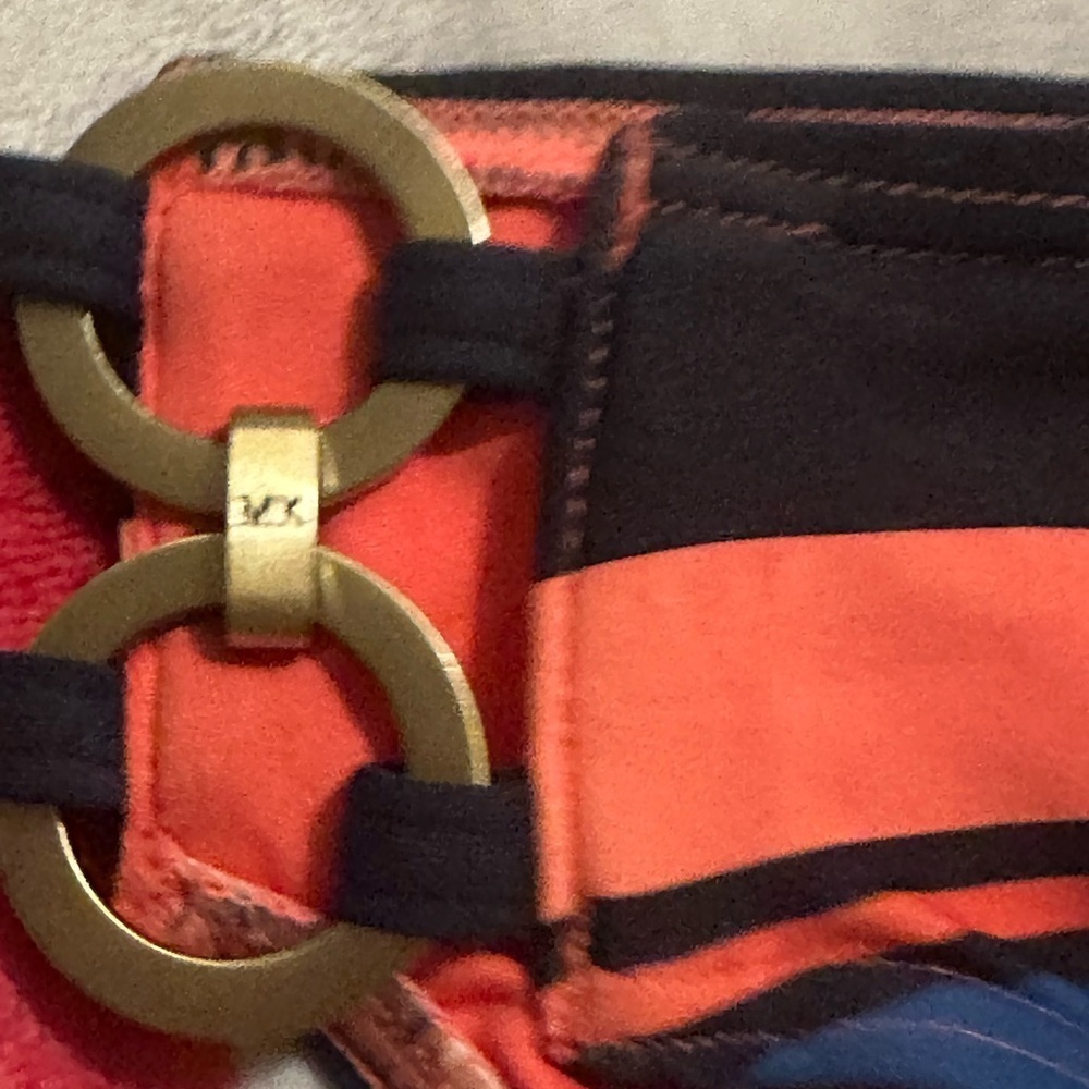 NWT Michael Kors Bright Stripe High Waist Bikini Bottom Ring Chain - Picture 9 of 12